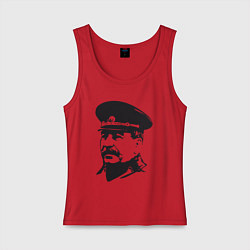 Майка женская хлопок Сталин в фуражке, цвет: красный