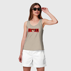 Майка женская хлопок Warrior Stark - Frieren, цвет: миндальный — фото 2