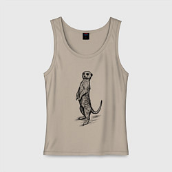 Майка женская хлопок Сурикат, цвет: миндальный