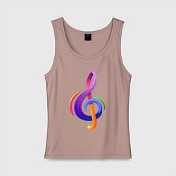 Майка женская хлопок Скрипичный ключ в цвете, цвет: пыльно-розовый