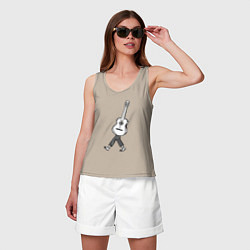 Майка женская хлопок Человек гитара, цвет: миндальный — фото 2