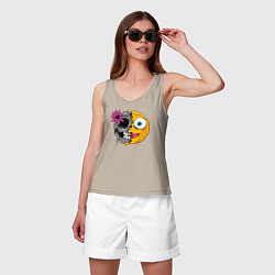 Майка женская хлопок Girl smile, цвет: миндальный — фото 2