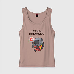 Майка женская хлопок Lethal company: Stop Please, цвет: пыльно-розовый