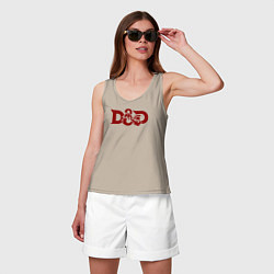 Майка женская хлопок Днд дракон лого, цвет: миндальный — фото 2