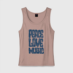 Майка женская хлопок Мир и музыка, цвет: пыльно-розовый