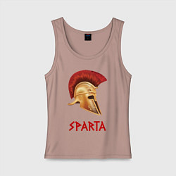 Майка женская хлопок Спарта: шлем гоплита, цвет: пыльно-розовый