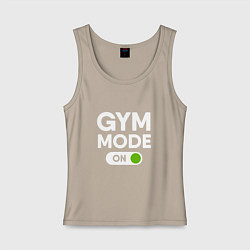 Майка женская хлопок Gym mode on, цвет: миндальный
