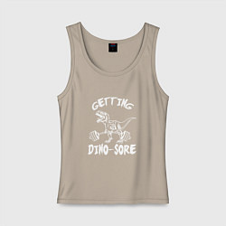 Майка женская хлопок Дино в качалке, цвет: миндальный