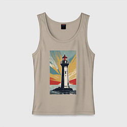 Майка женская хлопок Одинокий маяк, цвет: миндальный