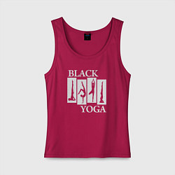 Майка женская хлопок Black yoga, цвет: маджента