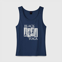 Майка женская хлопок Black yoga, цвет: тёмно-синий