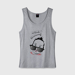 Майка женская хлопок Большое детское удивленное лицо, цвет: меланж