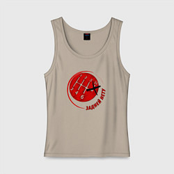 Майка женская хлопок Автомобильная коробка передач - задней нету, цвет: миндальный