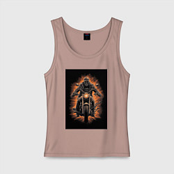 Женская майка Скелет едет на старом мотоцикле