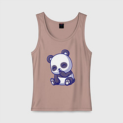 Майка женская хлопок Смеющаяся панда, цвет: пыльно-розовый