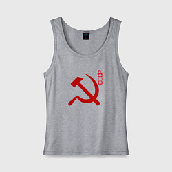 Майка женская хлопок СССР серп и молот red, цвет: меланж