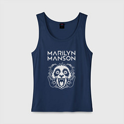 Майка женская хлопок Marilyn Manson rock panda, цвет: тёмно-синий