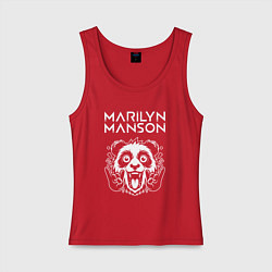 Майка женская хлопок Marilyn Manson rock panda, цвет: красный
