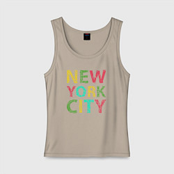 Майка женская хлопок New York city colors, цвет: миндальный