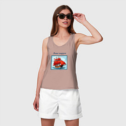 Майка женская хлопок И снова алые паруса, цвет: пыльно-розовый — фото 2