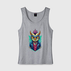 Майка женская хлопок Стильная модная сова, цвет: меланж