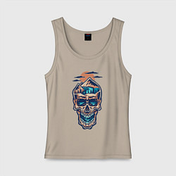 Майка женская хлопок Горы в голове, цвет: миндальный