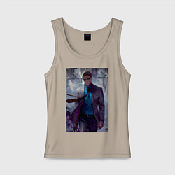 Майка женская хлопок Магическая битва Кэнто Нанами, цвет: миндальный