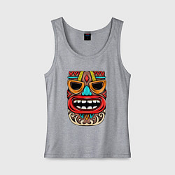 Майка женская хлопок Tiki mask, цвет: меланж