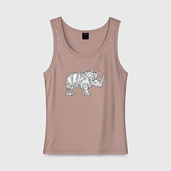 Майка женская хлопок Механический носорог, цвет: пыльно-розовый