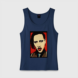 Майка женская хлопок Marilyn Manson face, цвет: тёмно-синий