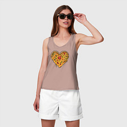 Майка женская хлопок Pizza heart, цвет: пыльно-розовый — фото 2