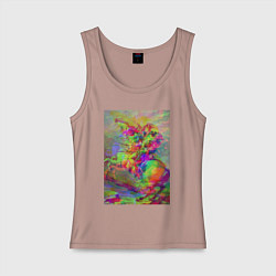 Майка женская хлопок Бонапарт на перевале Сен-Бернар с глюками, цвет: пыльно-розовый