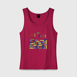 Майка женская хлопок Тетрис игра 90х ностальгия геометрическая абстракц, цвет: маджента