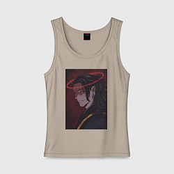 Майка женская хлопок Сугуру Гэто нимб, цвет: миндальный