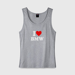 Майка женская хлопок I love my BMW, цвет: меланж