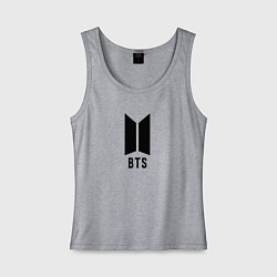 Майка женская хлопок BTS знак, цвет: меланж