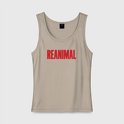 Майка женская хлопок Reanimal logo, цвет: миндальный