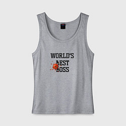 Майка женская хлопок Worlds best boss, цвет: меланж