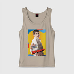 Майка женская хлопок Суперперцы Фогель, цвет: миндальный