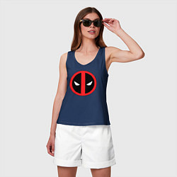 Майка женская хлопок Deadpool logo, цвет: тёмно-синий — фото 2