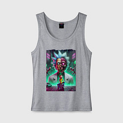 Майка женская хлопок Rick and Morty - neon skull, цвет: меланж