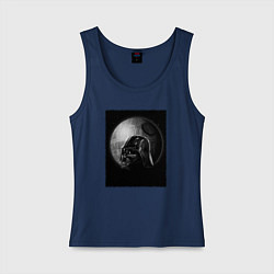 Майка женская хлопок Дарт Вейдер звезда смерти, цвет: тёмно-синий