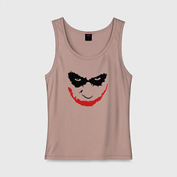 Майка женская хлопок Хит Леджер лицо джокера, цвет: пыльно-розовый