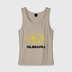 Майка женская хлопок Subaru Logo, цвет: миндальный