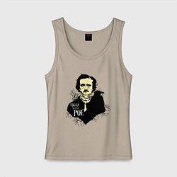 Майка женская хлопок Эдгар По, цвет: миндальный