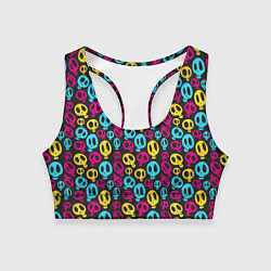 Топик спортивный женский Цветные черепушки, цвет: 3D-принт