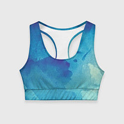 Топик спортивный женский Синяя акварель, цвет: 3D-принт