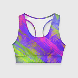 Топик спортивный женский Неоновая акварель, цвет: 3D-принт