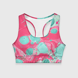 Топик спортивный женский Watercolor: Pink & Turquoise, цвет: 3D-принт