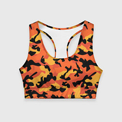 Топик спортивный женский Fashion Orange Camo, цвет: 3D-принт